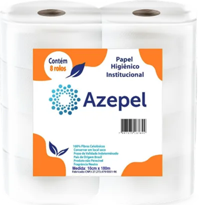 Papel Higiênico 100% Celulose Azepel 8x10x180m