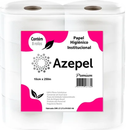 Papel Higiênico 100% Celulose Azepel 8x10x250m