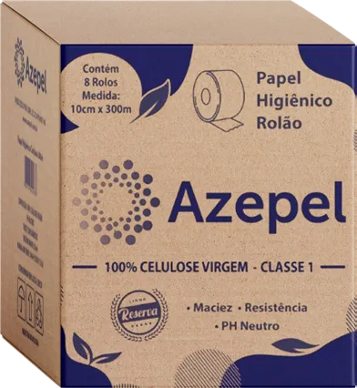 Papel Higiênico 100% Celulose Azepel Premium Folha Dupla 8x10x250m