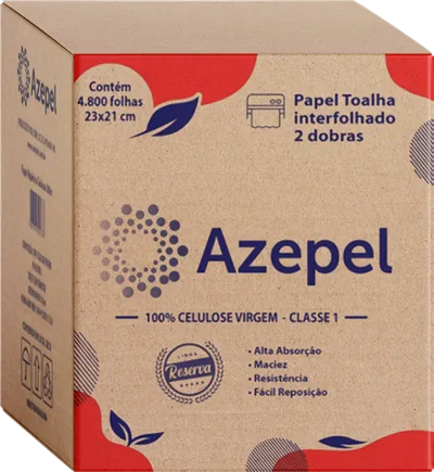 Caixa Interfolha 100% Celulose Azepel 20x21 c/ 2000 Folhas