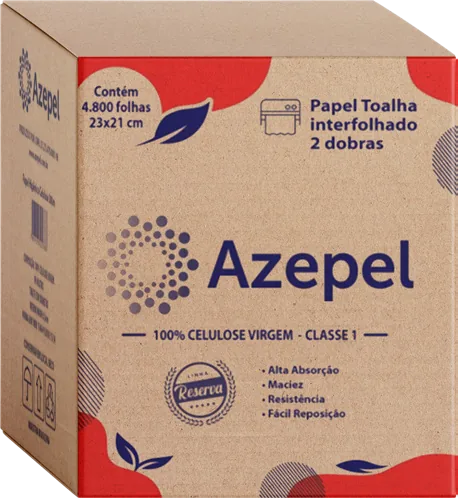 Caixa Interfolha 100% Celulose Azepel 20x21 c/ 2000 Folhas