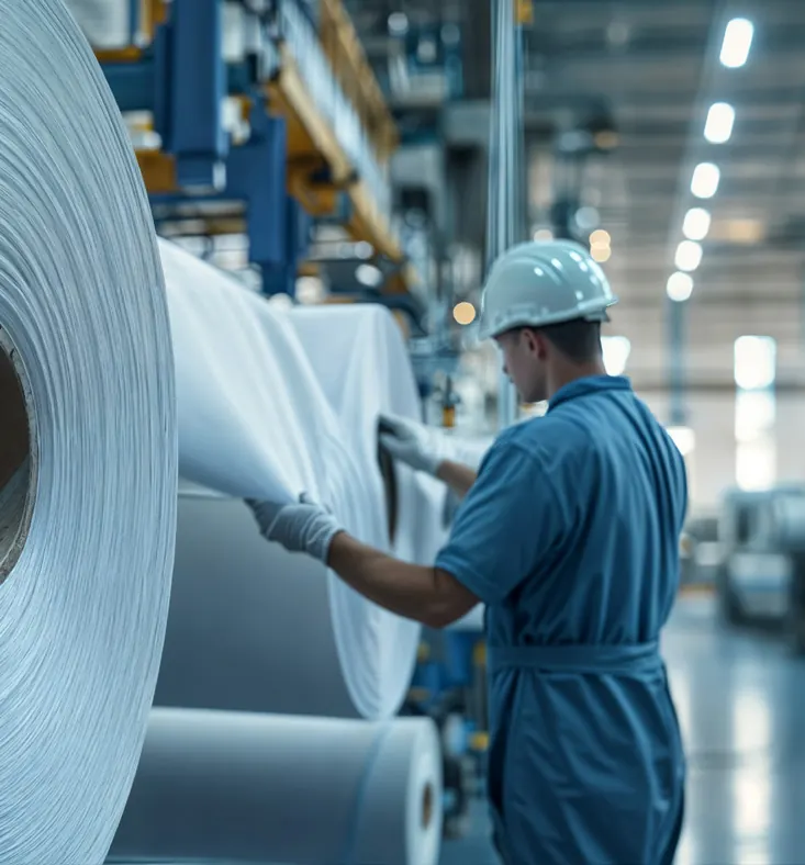 Operador da Azepel manuseando bobina de papel